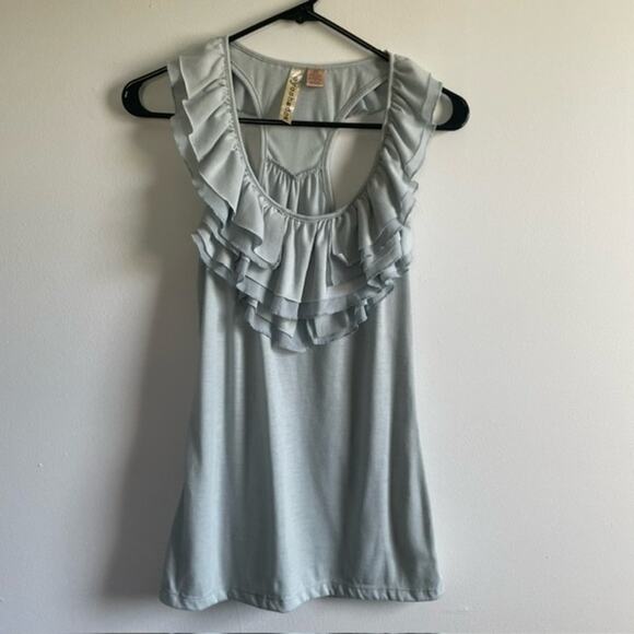 Eyeshadow Ruffle Tank Top Lite Grey Size Small - Picture 2 of 4